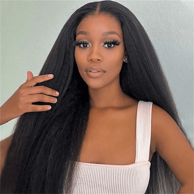 Msgem 3 In 1 Half Wig Easy Wear Yaki Straight Glueless Flexi - Fit Drawstring Wig - Msgem Hair