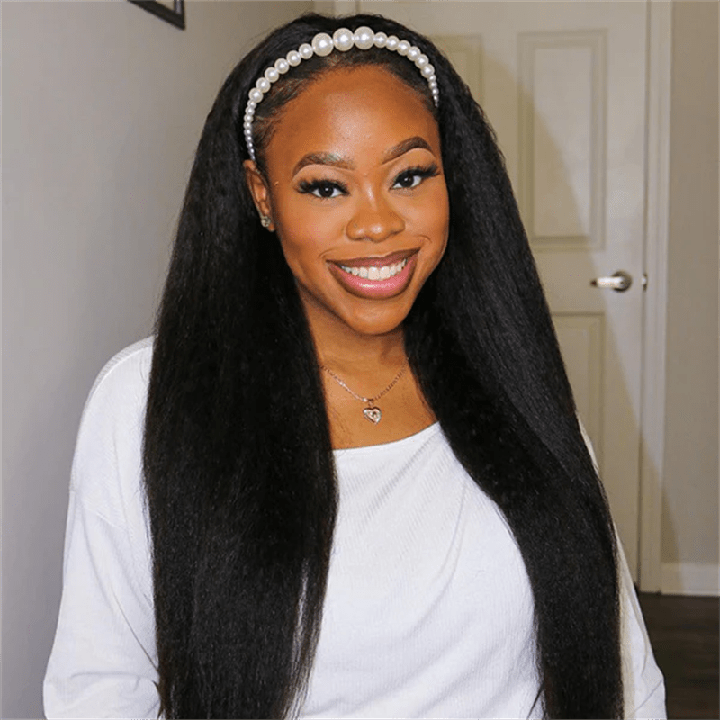 Msgem 3 In 1 Half Wig Easy Wear Yaki Straight Glueless Flexi - Fit Drawstring Wig - Msgem Hair