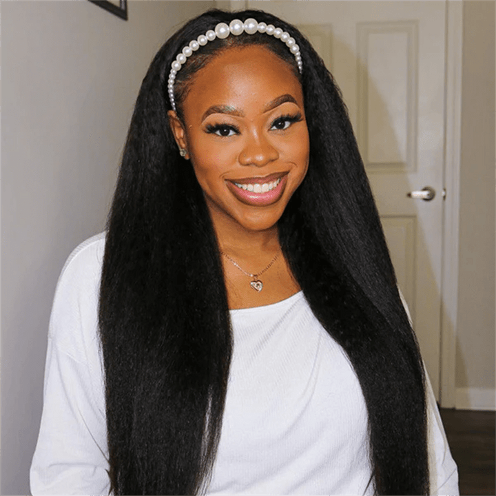 Msgem 3 In 1 Half Wig Easy Wear Yaki Straight Glueless Flexi - Fit Drawstring Wig - Msgem Hair