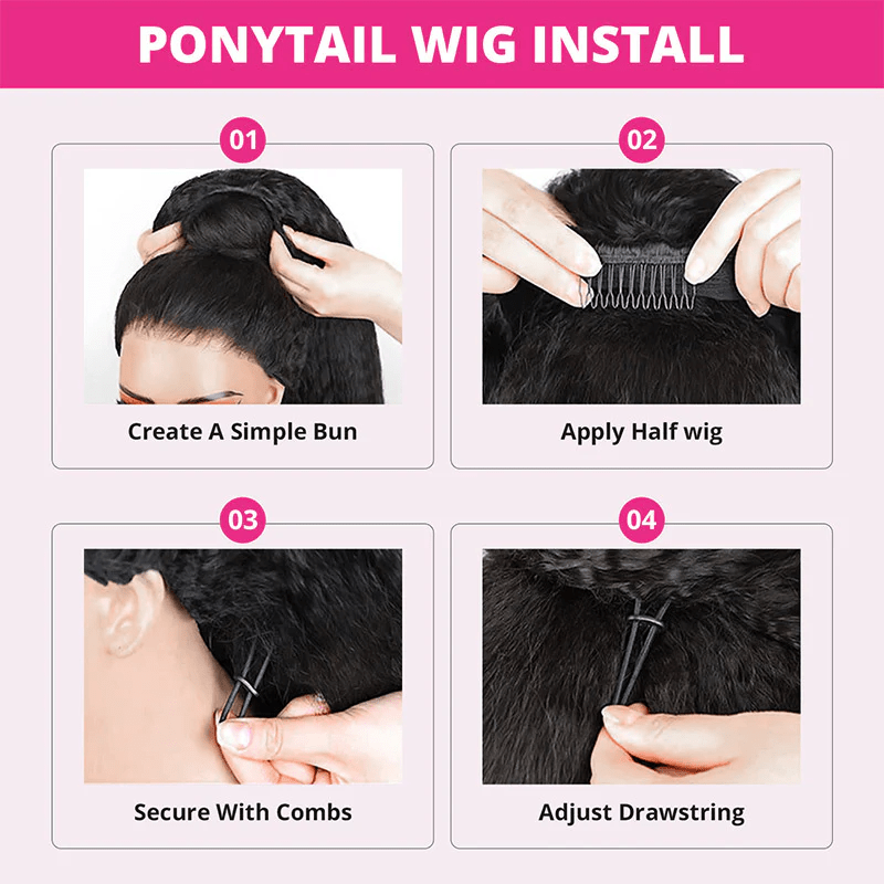 Msgem 3 In 1 Half Wig Natural Look Invisible Straight Half Wig With Drawstring - Msgem Hair