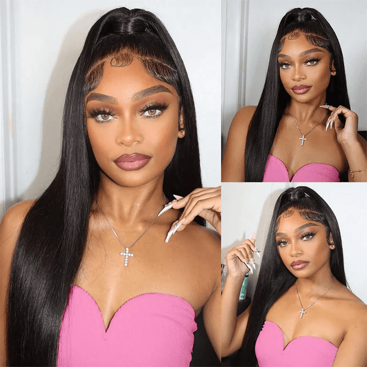 Msgem 3 In 1 Half Wig Natural Look Invisible Straight Half Wig With Drawstring - Msgem Hair