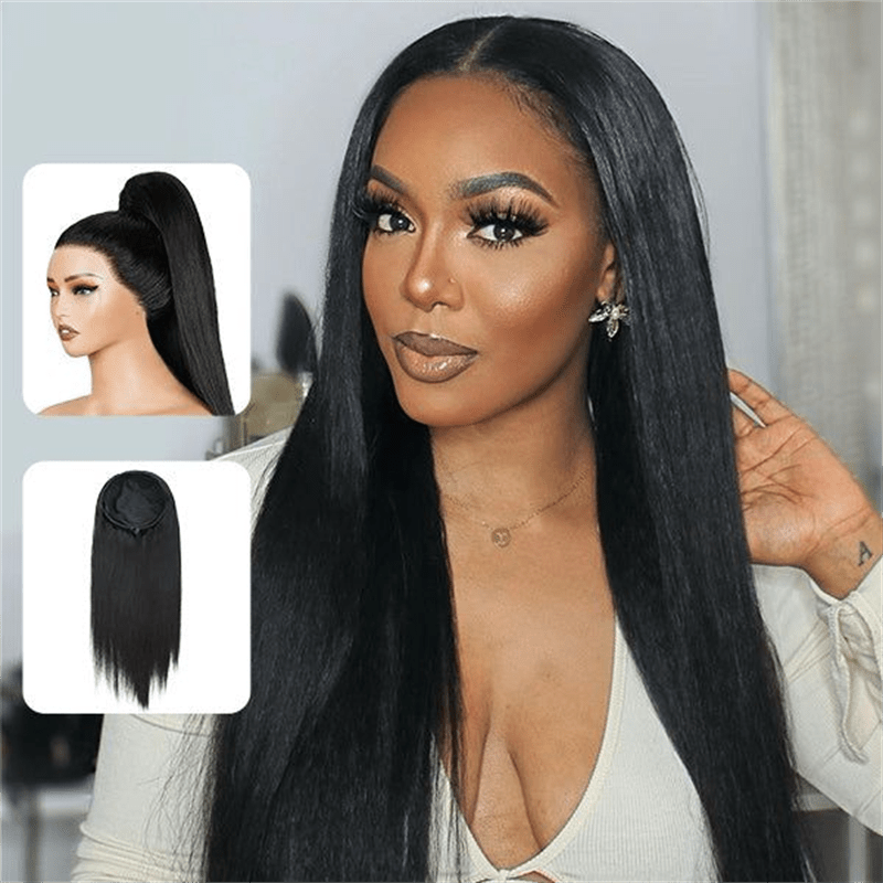 Msgem 3 In 1 Half Wig Natural Look Invisible Straight Half Wig With Drawstring - Msgem Hair