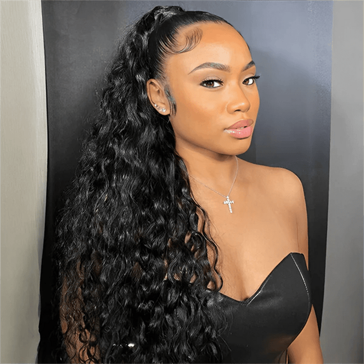 Msgem 3 In 1 Half Wig Water Wave Flexible Fit Half Wig With Drawstring Beginner Friendly - Msgem Hair