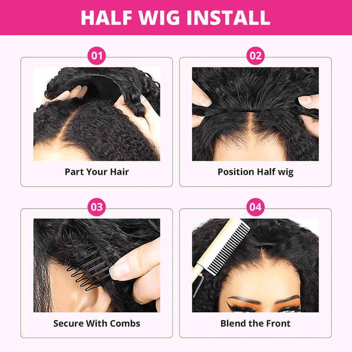 Msgem 3 In 1 Half Wig Water Wave Flexible Fit Half Wig With Drawstring Beginner Friendly - Msgem Hair