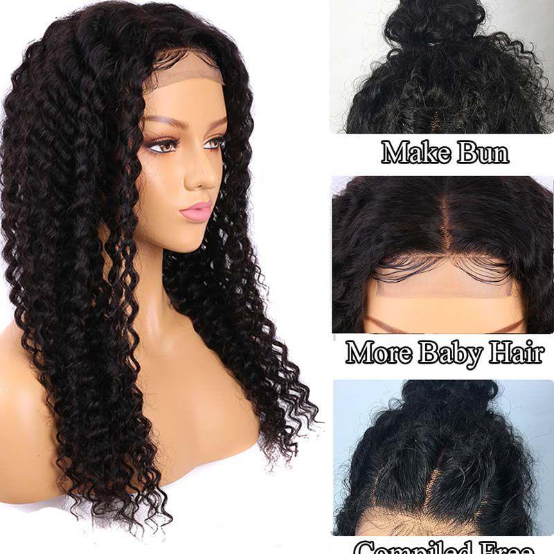 Msgem 30 Inches Long and Black Curly Human Hair Wigs For Women 4x4 Lace Closure Wig - Msgem Hair