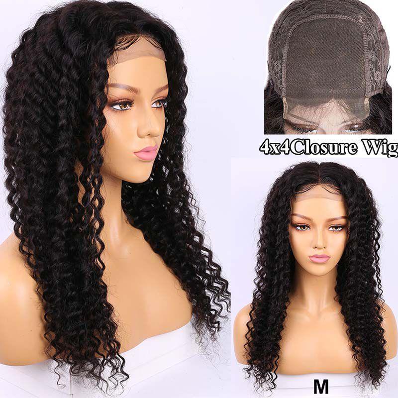 Msgem 30 Inches Long and Black Curly Human Hair Wigs For Women 4x4 Lace Closure Wig - Msgem Hair