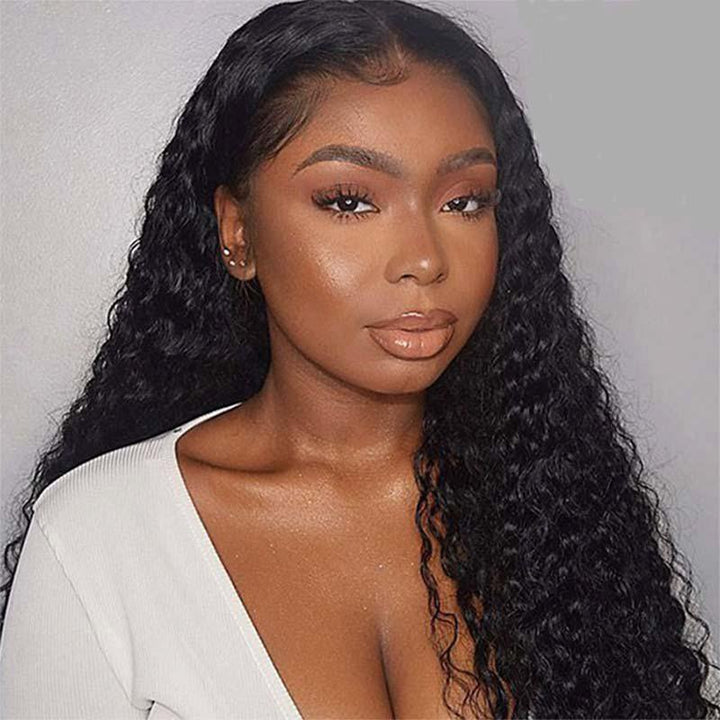 Msgem 30 Inches Long and Black Curly Human Hair Wigs For Women 4x4 Lace Closure Wig - Msgem Hair