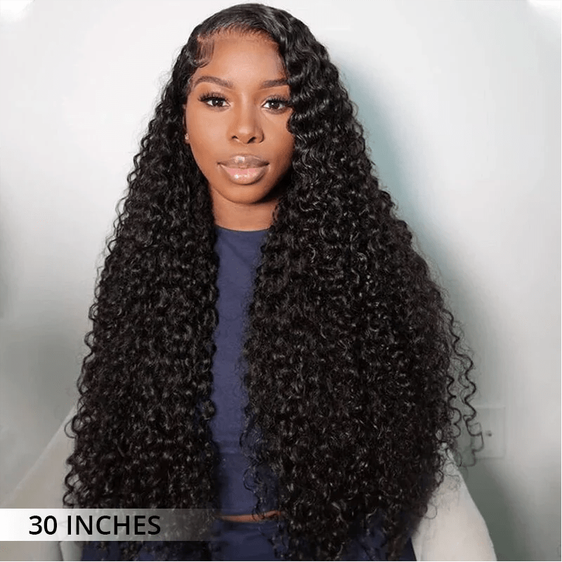 Msgem 300% Density Human Hair Deep Curly Transparent Lace Front Wigs With Flexi - Fit Drawstring - Msgem Hair