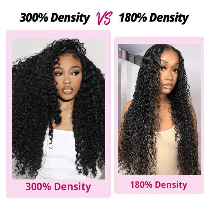 Msgem 300% Density Human Hair Deep Curly Transparent Lace Front Wigs With Flexi - Fit Drawstring - Msgem Hair