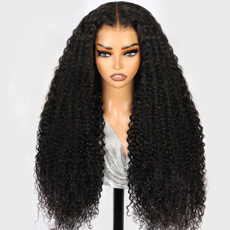 Msgem 300% Density Human Hair Deep Curly Transparent Lace Front Wigs With Flexi - Fit Drawstring - Msgem Hair