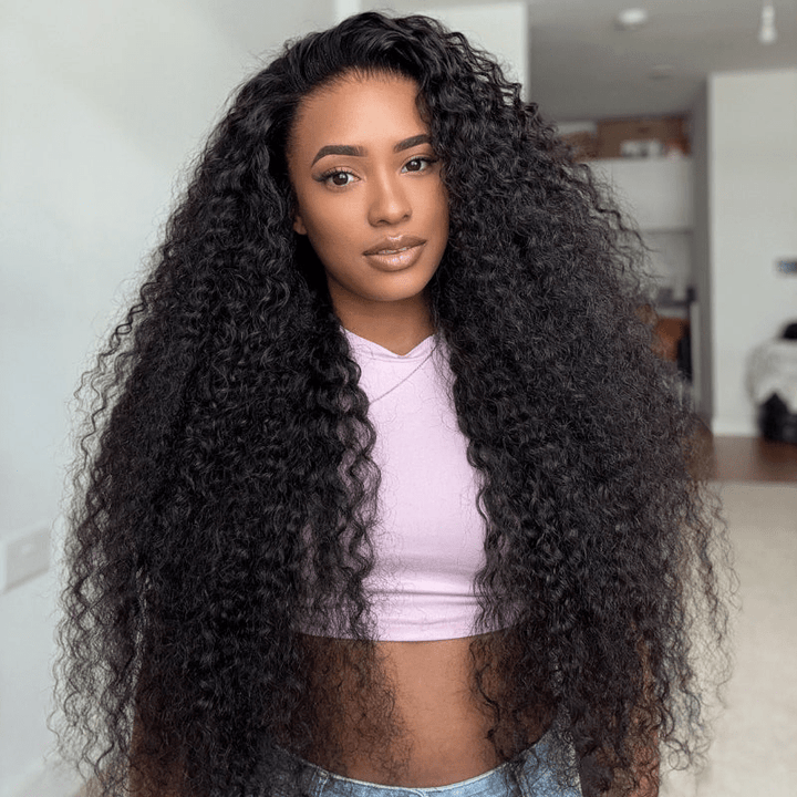 Msgem 300% Density Human Hair Deep Curly Transparent Lace Front Wigs With Flexi - Fit Drawstring - Msgem Hair