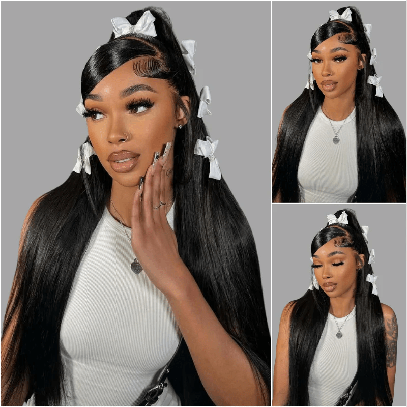 Msgem 300% Density Silky Straight Human Hair Lace Front Wigs With Flexi - Fit Drawstring - Msgem Hair