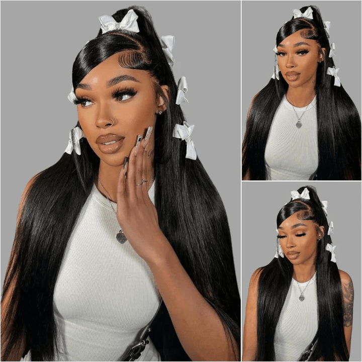 Msgem 300% Density Silky Straight Human Hair Lace Front Wigs With Flexi - Fit Drawstring - Msgem Hair