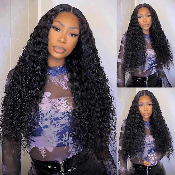 Msgem 300% Density Water Wave Human Hair Lace Front Wig With Elastic Drawstring - Msgem Hair