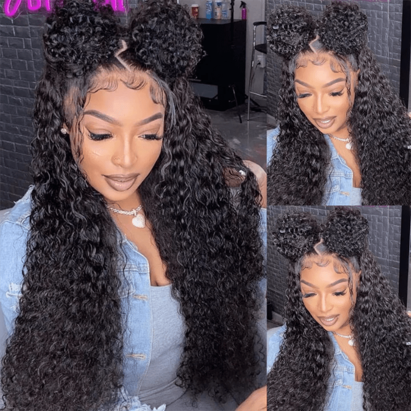 Msgem 300% Density Water Wave Human Hair Lace Front Wig With Elastic Drawstring - Msgem Hair