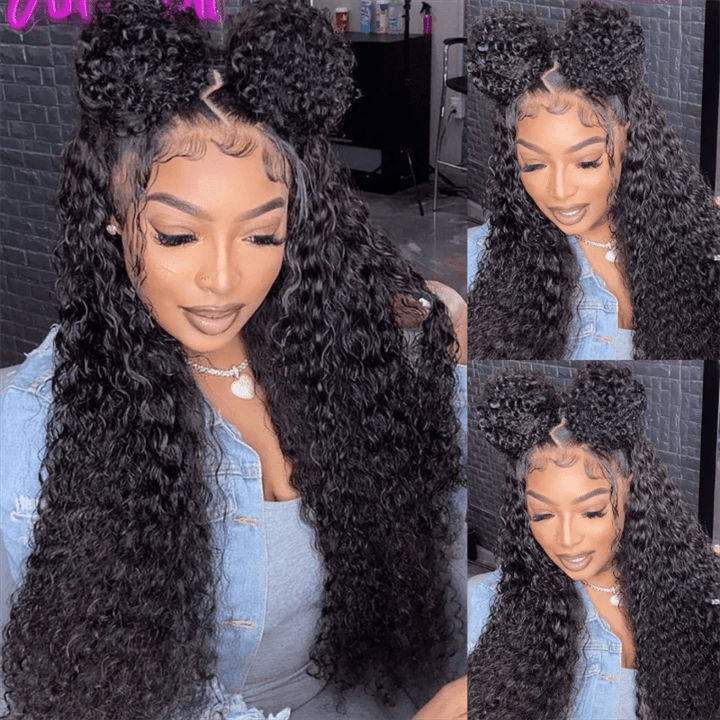Msgem 300% Density Water Wave Human Hair Lace Front Wig With Elastic Drawstring - Msgem Hair