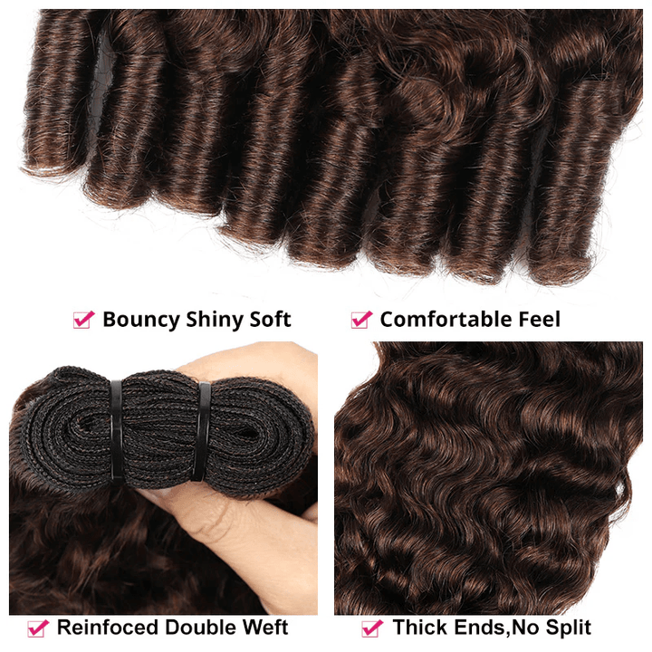 Msgem 4 Brown Burmese Curly Human Hair 3 Bundles With 4x4 5x5 Transparent Lace Closure - Msgem Hair