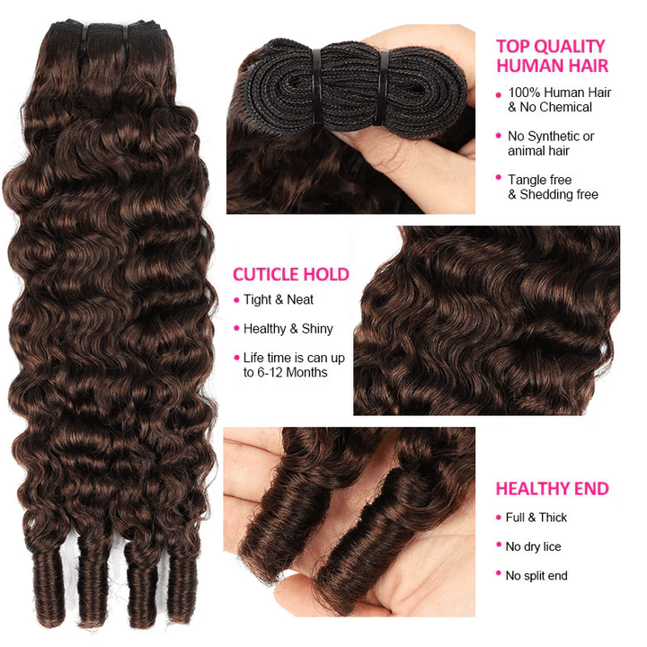 Msgem 4 Brown Burmese Curly Human Hair 3 Bundles With 4x4 5x5 Transparent Lace Closure - Msgem Hair