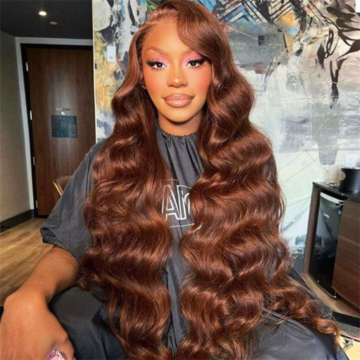 Msgem #4 Brown Glueless Body Wave 13x4 Lace Front Wig Chocolate Brown Colored Human Hair Wigs - Msgem Hair