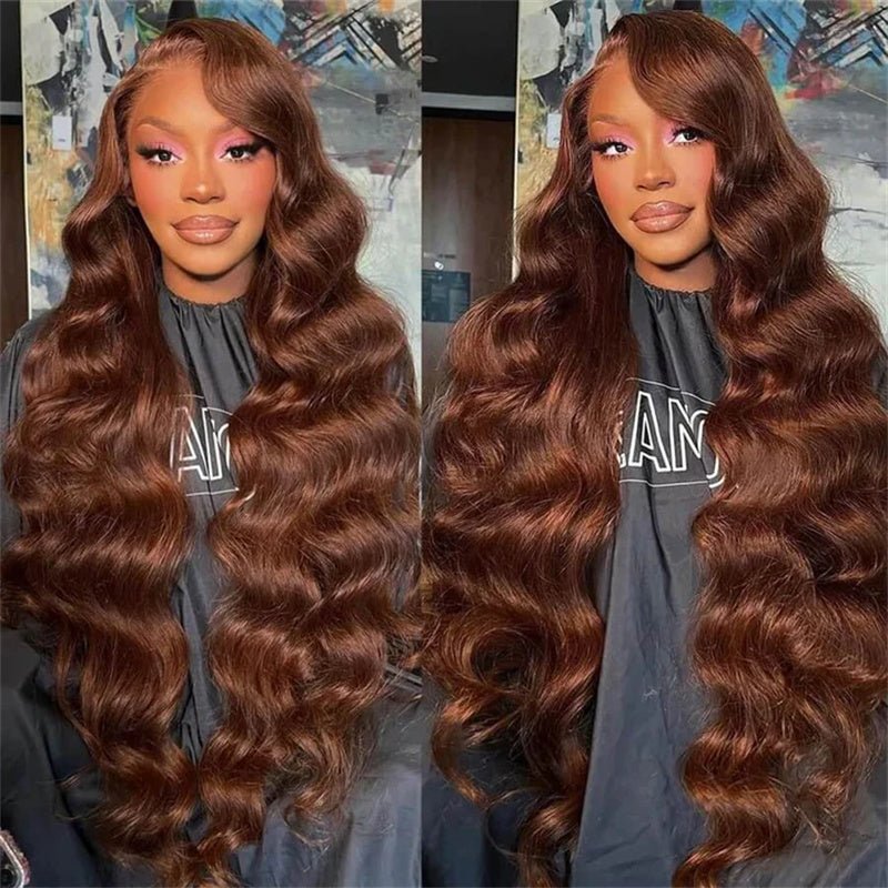 Msgem #4 Brown Glueless Body Wave 13x4 Lace Front Wig Chocolate Brown Colored Human Hair Wigs - Msgem Hair