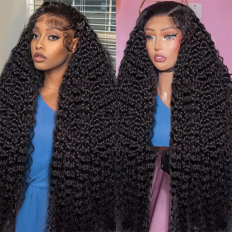 Msgem 40 Inches 13x6 Lace Front Wigs Human Hair Pre Plucked Curly Wave HD Lace Frontal Wigs 250% Denisty - Msgem Hair