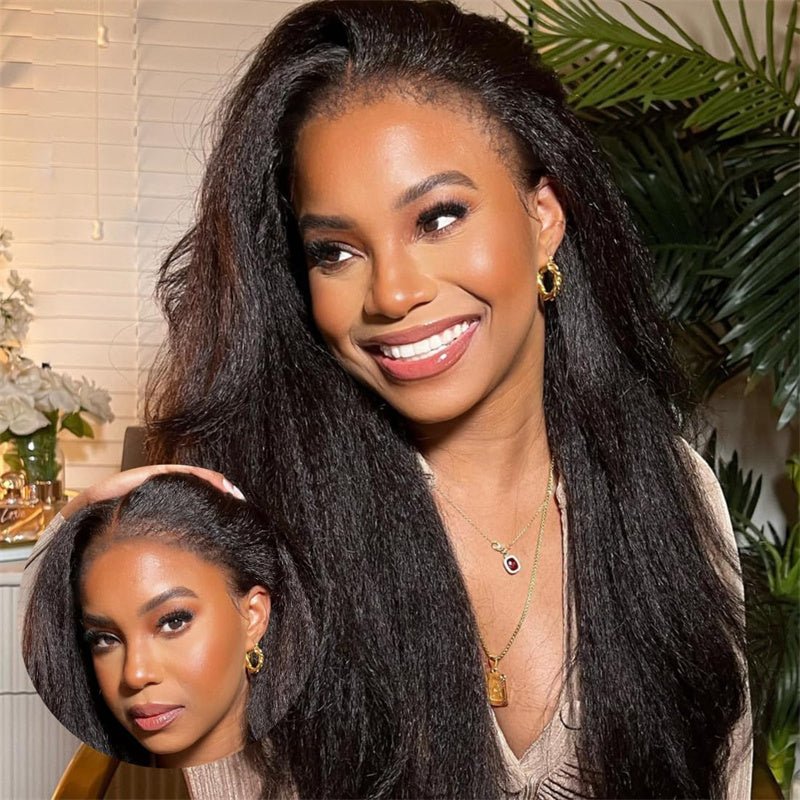 Msgem 4C Edge Hairline Kinky Straight 13x4 13x6 HD Invisible Lace Front Wigs With Kinky Edges Baby Hair - Msgem Hair