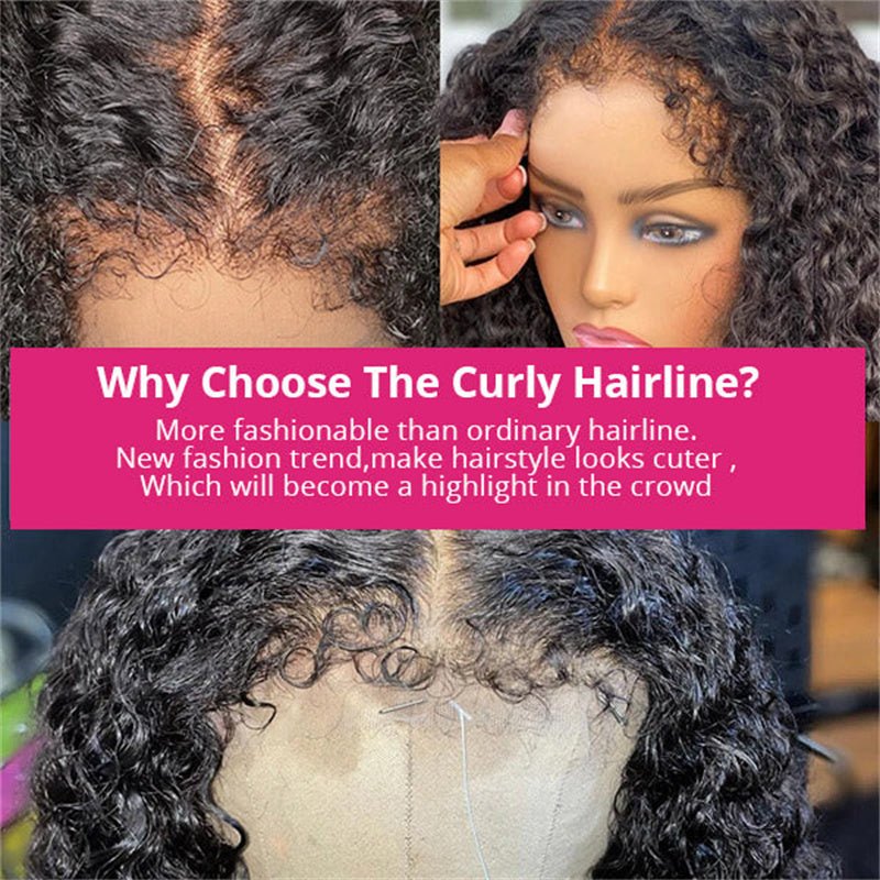 Msgem 4C Edges Curly Baby Hair 13x4 13x6 HD Invisible Lace Frontal Kinky Curly Human Hair Wigs with Natural 4C Edges - Msgem Hair