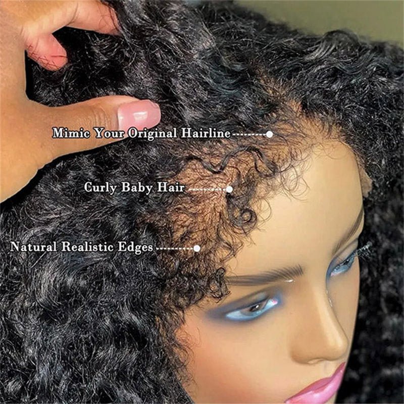 Msgem 4C Edges Curly Baby Hair 13x4 13x6 HD Invisible Lace Frontal Kinky Curly Human Hair Wigs with Natural 4C Edges - Msgem Hair