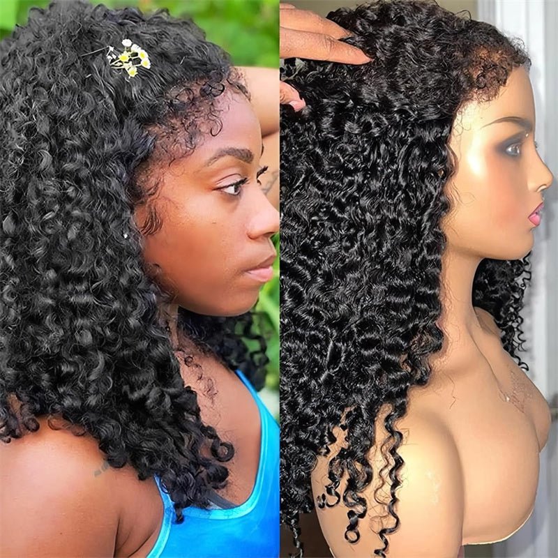 Msgem 4C Edges Curly Baby Hair 13x4 13x6 HD Invisible Lace Frontal Kinky Curly Human Hair Wigs with Natural 4C Edges - Msgem Hair