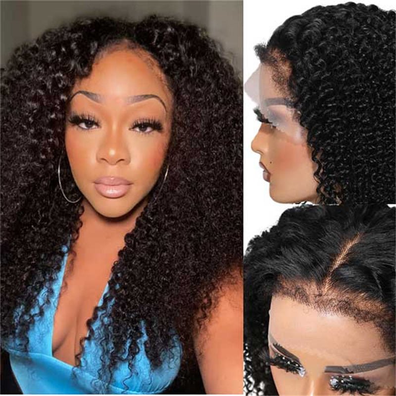 Msgem 4C Edges Hairline Deep Wave Kinky Edges 13x4 13x6 HD Invisible Lace Frontal Wigs 100% Human Hair - Msgem Hair