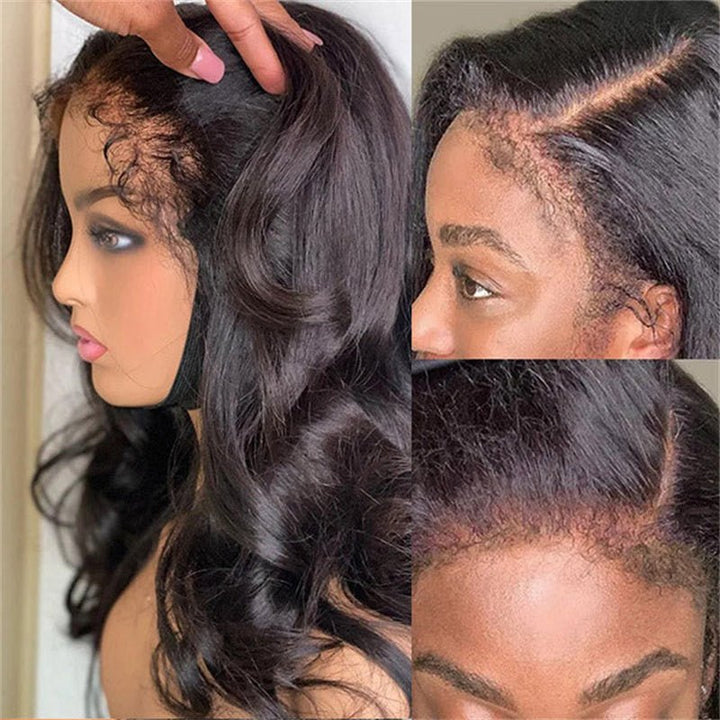 Msgem 4C Edges Hairline Lace Front Wigs Body Wave HD Invisible 13x4 13x6 Frontal Wigs With Kinky Edges Curly Baby Hair - Msgem Hair