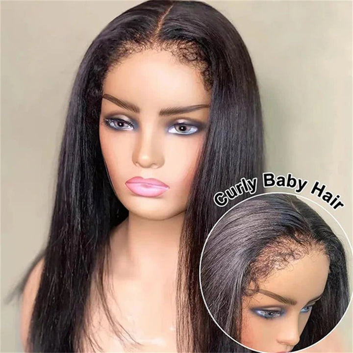Msgem 4C Edges Hairline Straight Hair 13x4 13x6 HD Invisible Lace Front Wigs With Kinky Edges Curly Baby Hair - Msgem Hair