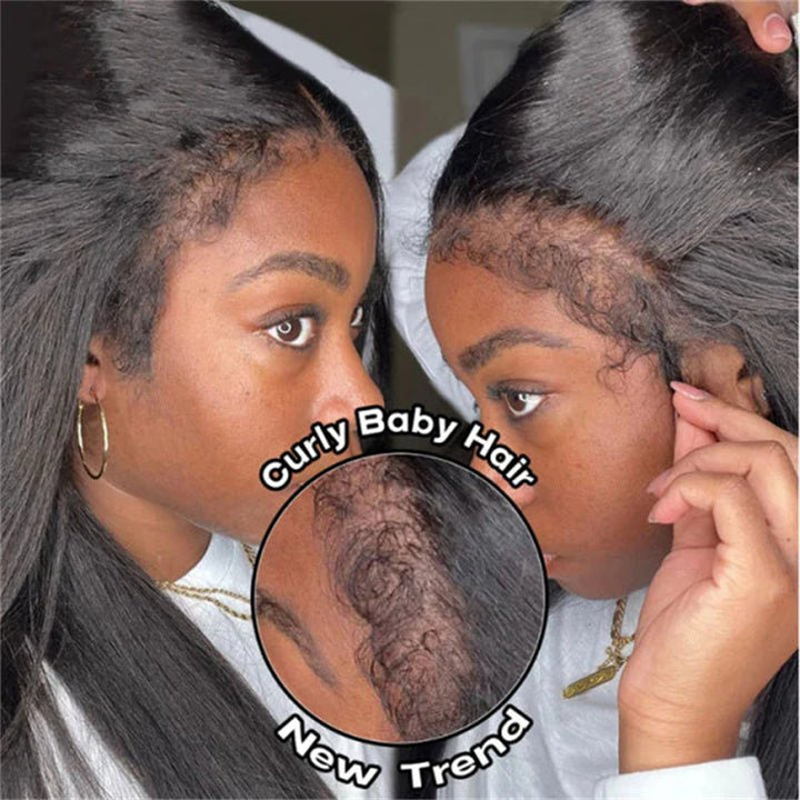 Msgem 4C Edges Hairline Straight Hair 13x4 13x6 HD Invisible Lace Front Wigs With Kinky Edges Curly Baby Hair - Msgem Hair