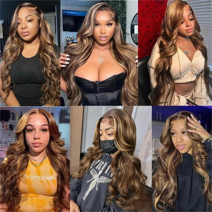 Msgem 4x4 5x5 Lace Closure Wig With Baby Hair P4/27 Highlight Body Wave Human Hair Wigs HD Transparent 6x6 Lace Wigs - Msgem Hair