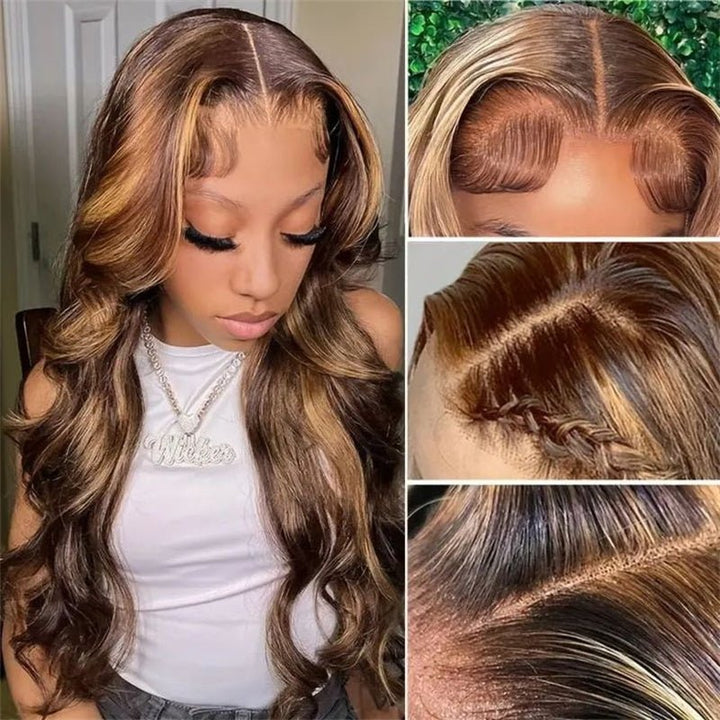 Msgem 4x4 5x5 Lace Closure Wig With Baby Hair P4/27 Highlight Body Wave Human Hair Wigs HD Transparent 6x6 Lace Wigs - Msgem Hair