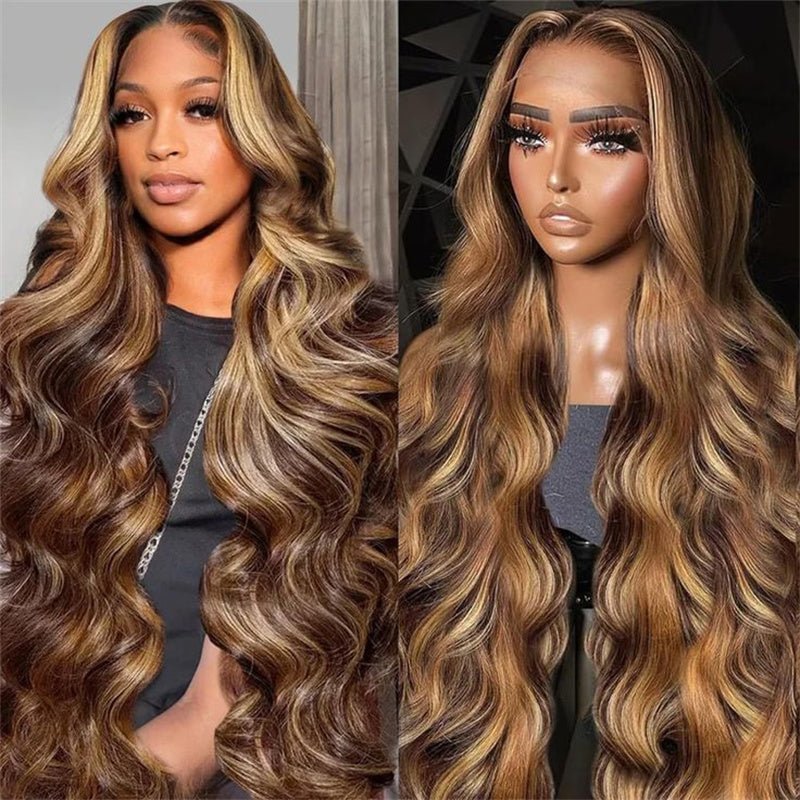 Msgem 4x4 5x5 Lace Closure Wig With Baby Hair P4/27 Highlight Body Wave Human Hair Wigs HD Transparent 6x6 Lace Wigs - Msgem Hair