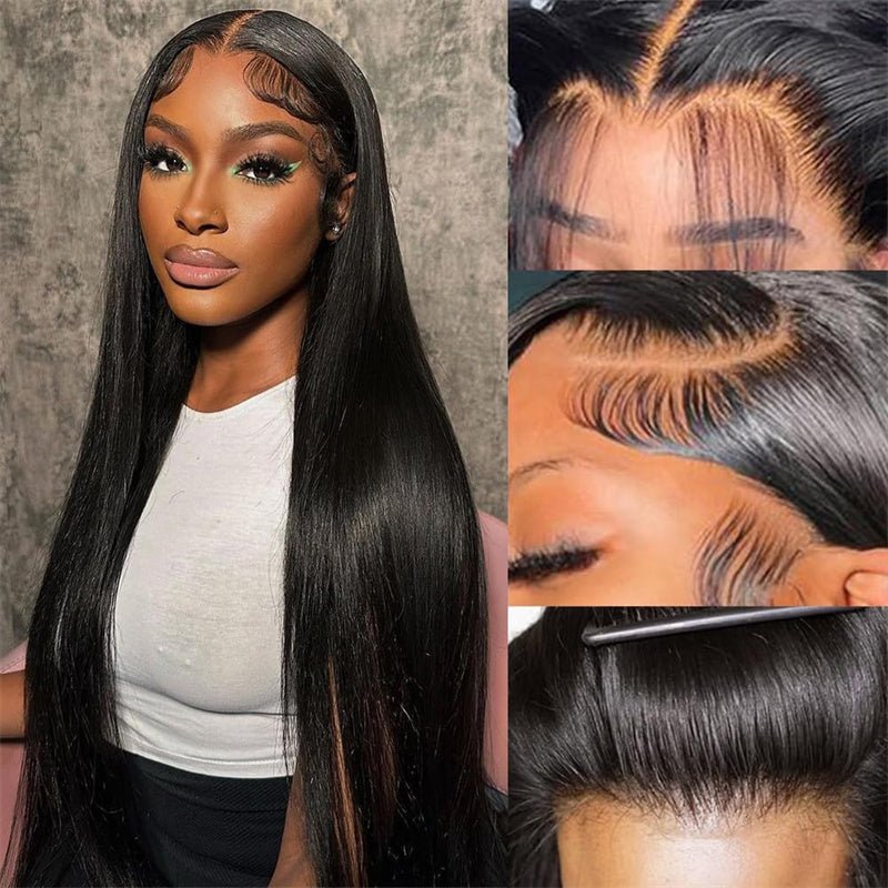 Msgem 4x4 HD Invisible Lace Closure Wig Pre Plucked Straight Human Hair Wigs Melted All Skin - Msgem Hair