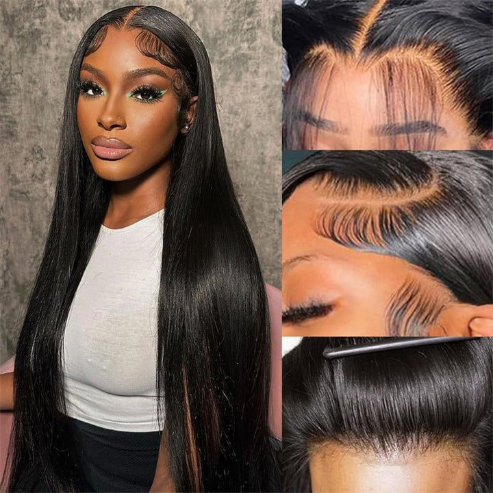 Msgem 4x4 HD Invisible Lace Closure Wig Pre Plucked Straight Human Hair Wigs Melted All Skin - Msgem Hair
