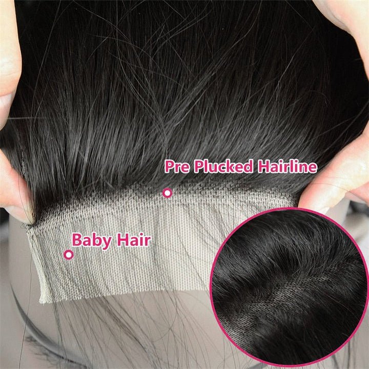 Msgem 4x4 HD Lace Closure Body Wave 100% Virgin Human Hair Pre Plucked with Baby Hair Natural Black - Msgem Hair