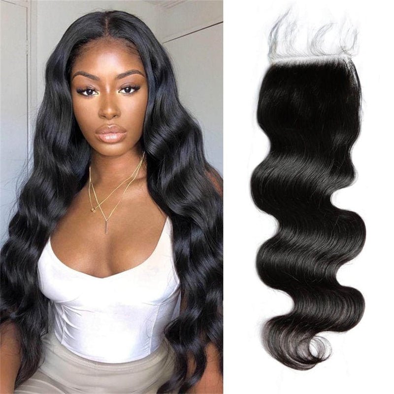 Msgem 4x4 HD Lace Closure Body Wave 100% Virgin Human Hair Pre Plucked with Baby Hair Natural Black - Msgem Hair
