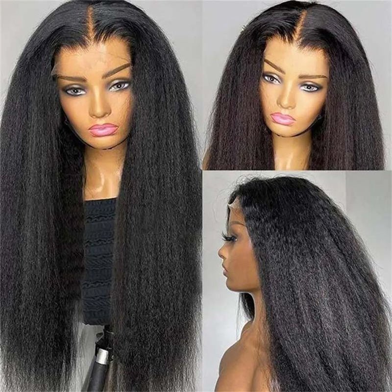 Msgem 4x4 HD Transparent Lace Closure Wigs Yaki Straight Human Hair Wigs for Women - Msgem Hair
