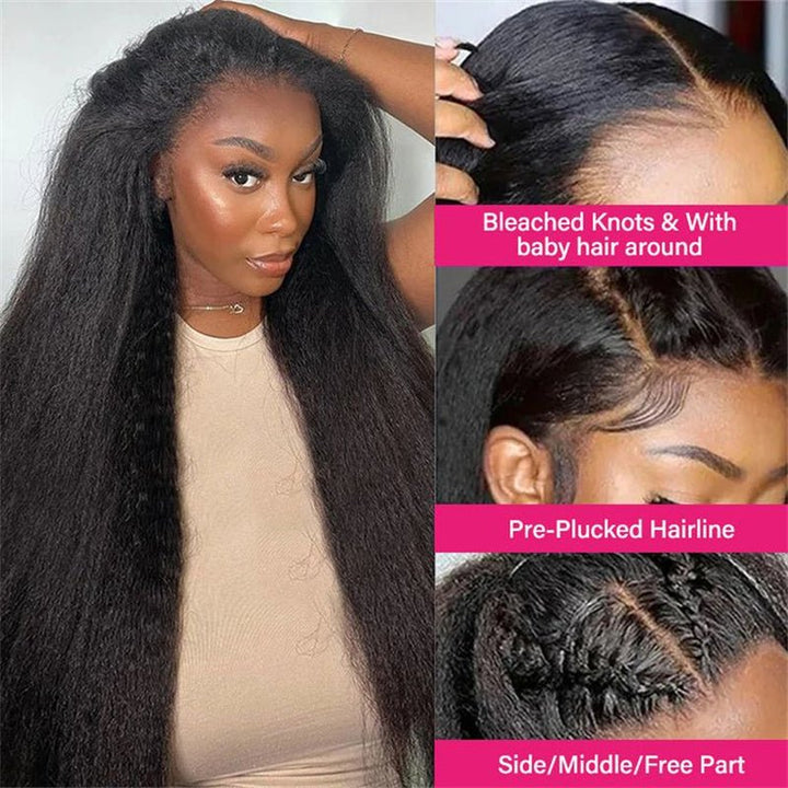 Msgem 4x4 HD Transparent Lace Closure Wigs Yaki Straight Human Hair Wigs for Women - Msgem Hair