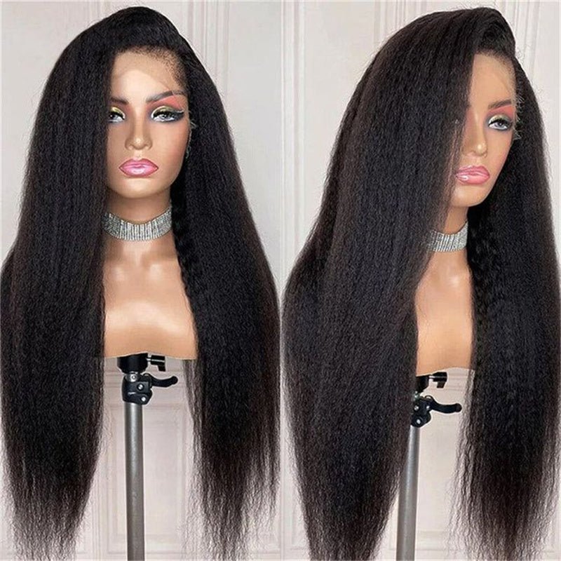 Msgem 4x4 HD Transparent Lace Closure Wigs Yaki Straight Human Hair Wigs for Women - Msgem Hair