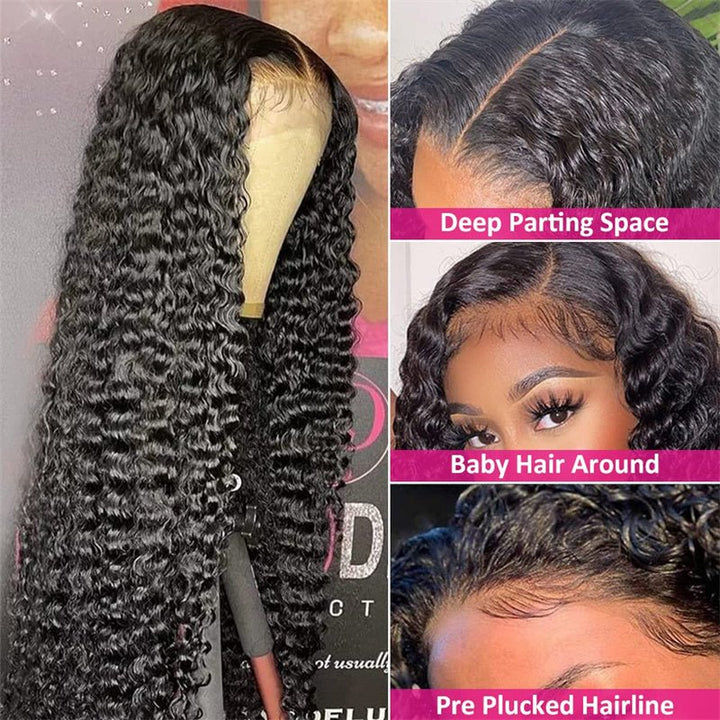 Msgem 4x4 Lace Closure Wigs Deep Wave Human Hair HD Transparent Lace Front Wigs 250% - Msgem Hair