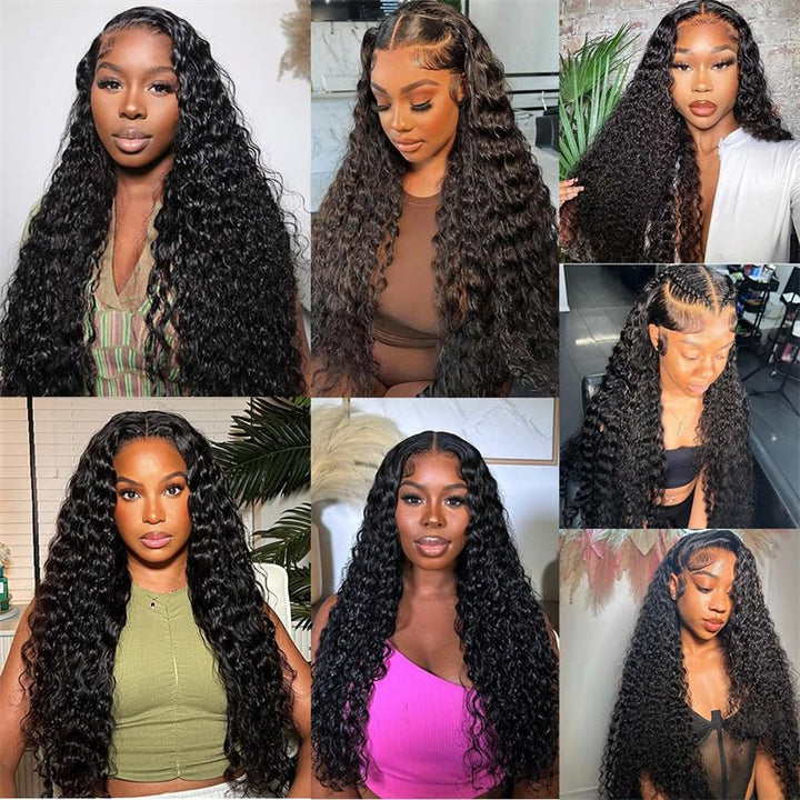 Msgem 4x4 Lace Closure Wigs Deep Wave Human Hair HD Transparent Lace Front Wigs 250% - Msgem Hair