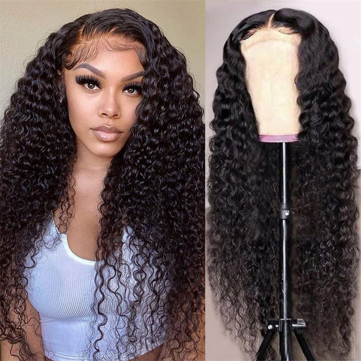 Msgem 4x4 Lace Closure Wigs Deep Wave Human Hair HD Transparent Lace Front Wigs 250% - Msgem Hair