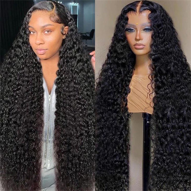 Msgem 4x4 Lace Closure Wigs Deep Wave Human Hair HD Transparent Lace Front Wigs 250% - Msgem Hair