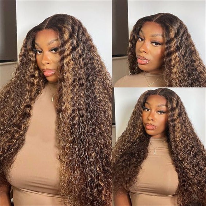 Msgem 4x4 Lace Closure Wigs P4/27 Highlight Deep Wave 5x5 6x6 HD Transpaent Human Hair Wigs - Msgem Hair