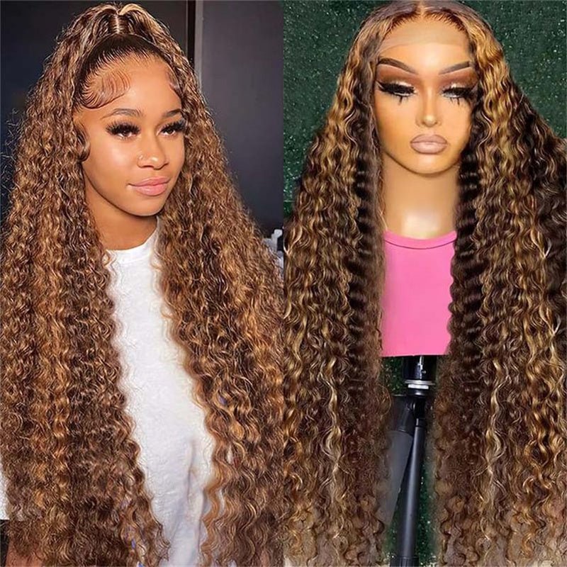 Msgem 4x4 Lace Closure Wigs P4/27 Highlight Deep Wave 5x5 6x6 HD Transpaent Human Hair Wigs - Msgem Hair