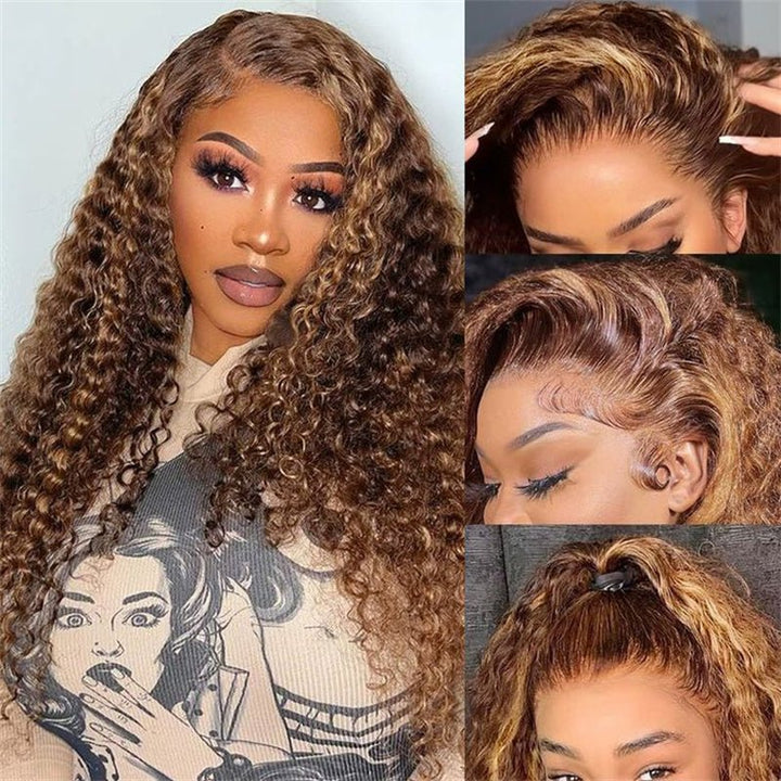 Msgem 4x4 Lace Closure Wigs P4/27 Highlight Deep Wave 5x5 6x6 HD Transpaent Human Hair Wigs - Msgem Hair